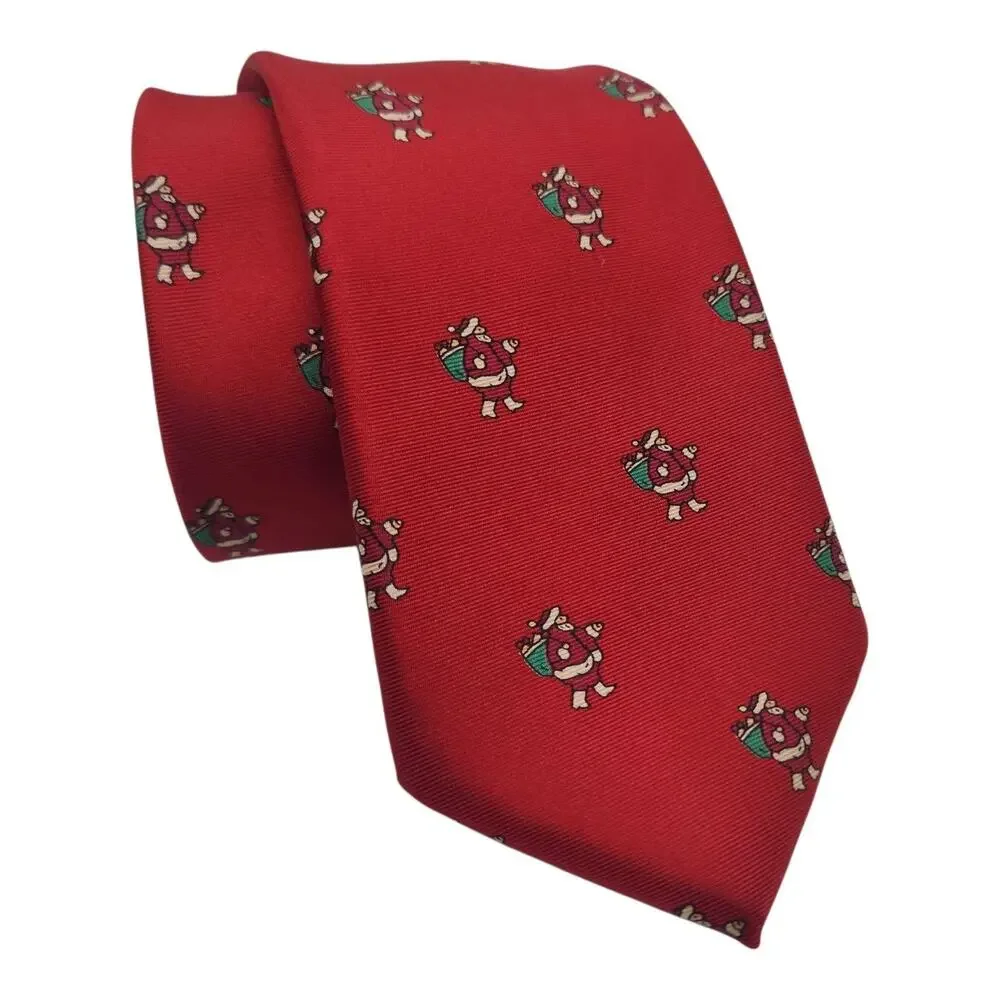 Vintage John Henry & Wembley Christmas Tie Lot Mens Red Silk Santa Tree